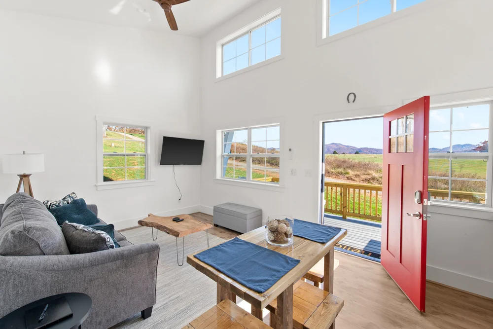 Inside the Cottage, the one-bedroom luxury cottage at Mountain View Meadow